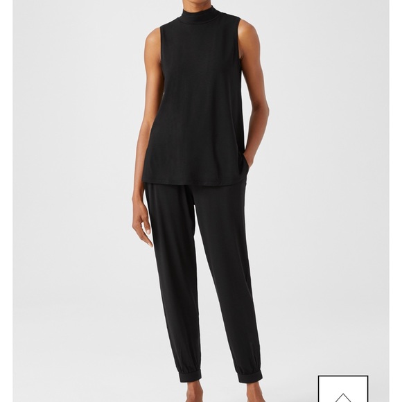 Eileen Fisher White Mock Neck Sleeveless Top - Picture 3 of 10